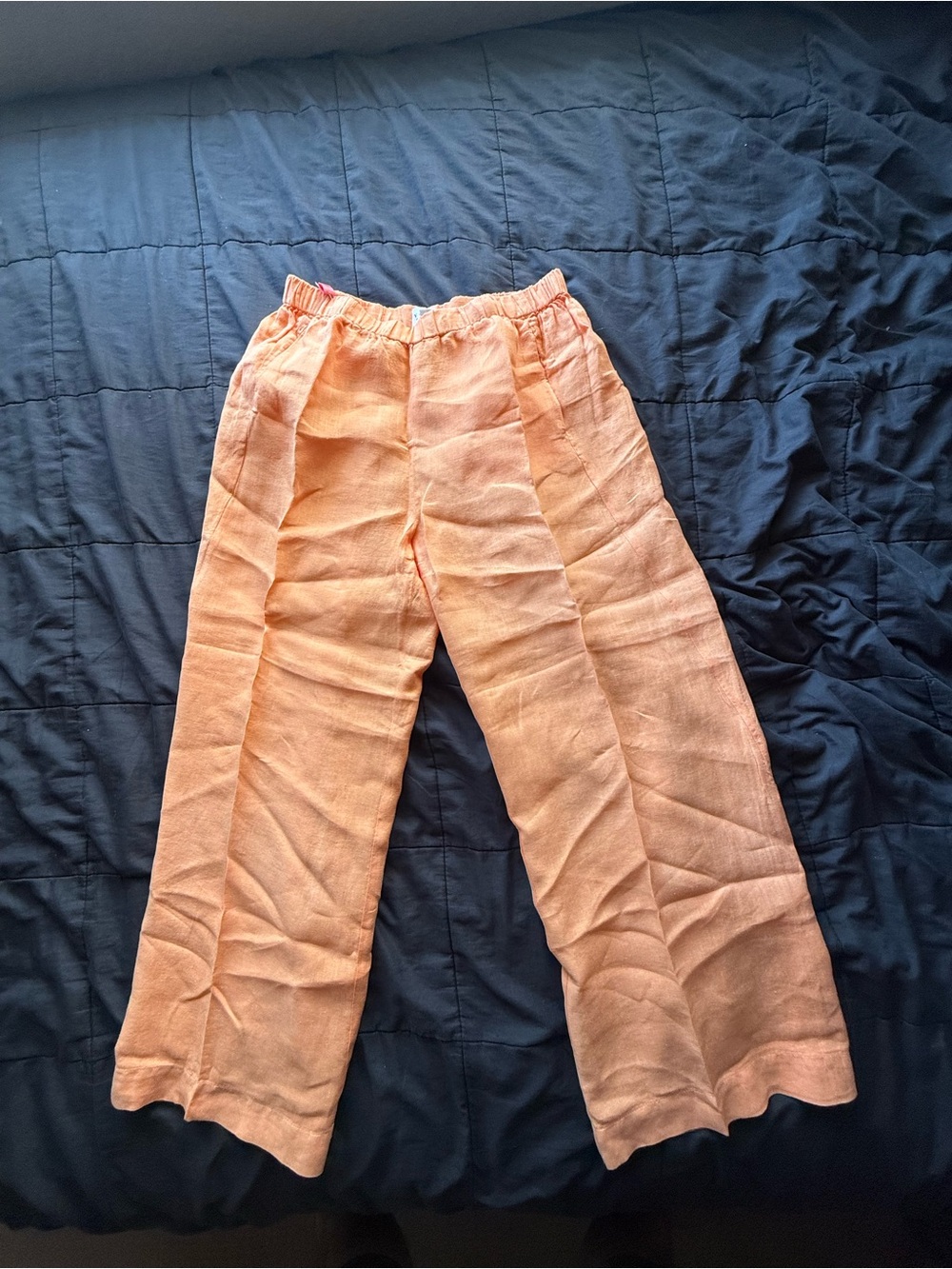 Velvet by Graham & Spencer Peach Wide-Leg Linen Pants